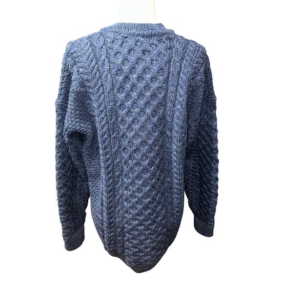 Vintage LL Bean Women’s Wool Cardigan Button Front Cable Knit Blue M Ireland - Picture 2 of 9